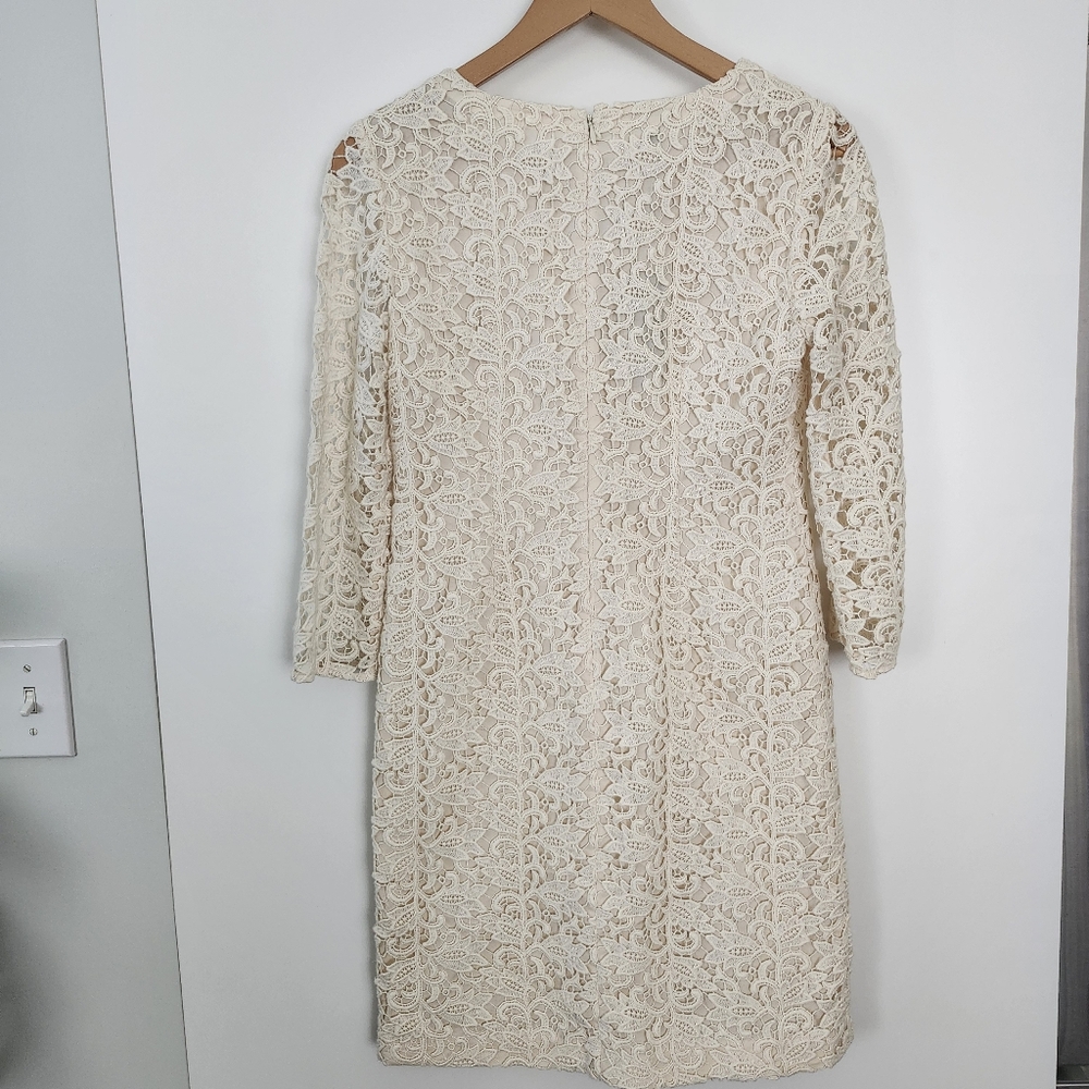 TALBOTS Ivory Lace Shift Dress Wedding Guest Bridal Shower Cocktails Size 2P NWT - Picture 2 of 14